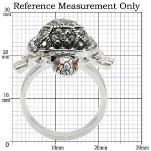 0W285 Rhodium Brass Ring with Top Grade Crystal in Multi Color