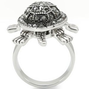 0W285 Rhodium Brass Ring with Top Grade Crystal in Multi Color
