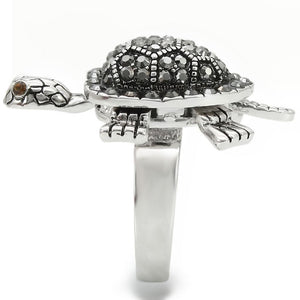 0W285 Rhodium Brass Ring with Top Grade Crystal in Multi Color
