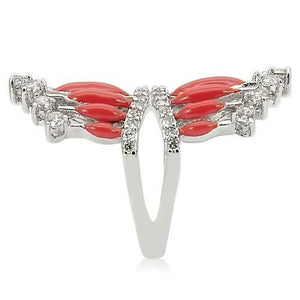 0W241 Rhodium Brass Ring with AAA Grade CZ in Clear