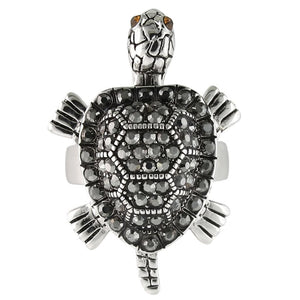 0W285 Rhodium Brass Ring with Top Grade Crystal in Multi Color