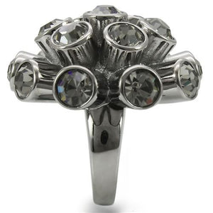 0W306 Ruthenium Brass Ring with Top Grade Crystal in Jet