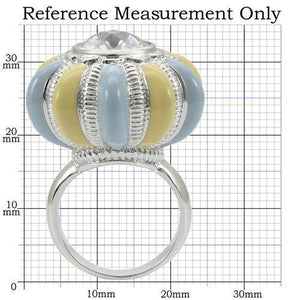 0W308 Rhodium Brass Ring with AAA Grade CZ in Clear