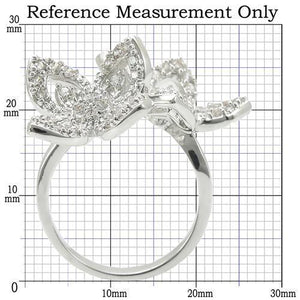 0W336 Rhodium Brass Ring with AAA Grade CZ in Clear