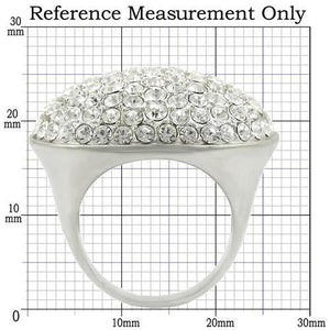 0W348 Rhodium+Brushed Brass Ring with Top Grade Crystal in Clear