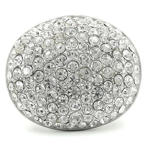 0W348 Rhodium+Brushed Brass Ring with Top Grade Crystal in Clear