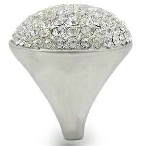 0W348 Rhodium+Brushed Brass Ring with Top Grade Crystal in Clear
