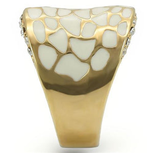0W379 Gold Brass Ring with Top Grade Crystal in Clear