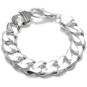 Awesome Sterling Silver Cuban Link Chain Bracelet in 15mm (Gauge 400) width. Available in 8, 9, and 10 Inches Lengths. - Joyeria Lady