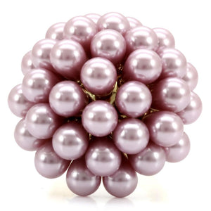 1W051 Gold Brass Ring with Synthetic in Light Amethyst