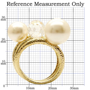 1W054 Gold Brass Ring with Synthetic in Citrine Yellow