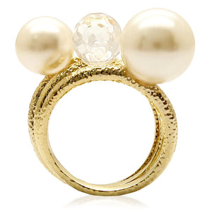 1W054 Gold Brass Ring with Synthetic in Citrine Yellow