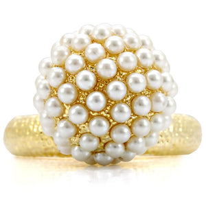 1W060 Gold Brass Ring with Synthetic in Citrine Yellow