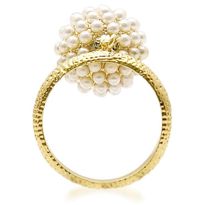 1W060 Gold Brass Ring with Synthetic in Citrine Yellow