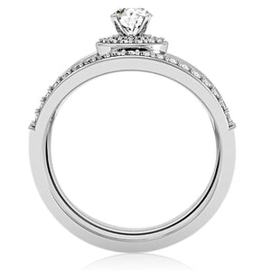 1W164 Rhodium Brass Ring with AAA Grade CZ in Clear