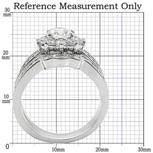 1W008 Rhodium Brass Ring with AAA Grade CZ in Clear