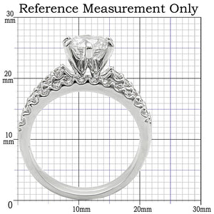1W009 Rhodium Brass Ring with AAA Grade CZ in Clear