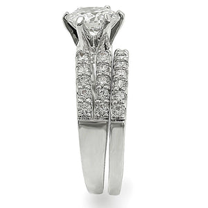 1W009 Rhodium Brass Ring with AAA Grade CZ in Clear