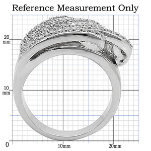 1W018 Rhodium Brass Ring with AAA Grade CZ in Clear