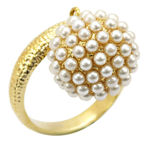 1W060 Gold Brass Ring with Synthetic in Citrine Yellow - Joyeria Lady