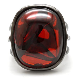 1W100 Ruthenium Brass Ring with AAA Grade CZ in Garnet