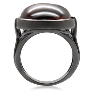 1W100 Ruthenium Brass Ring with AAA Grade CZ in Garnet