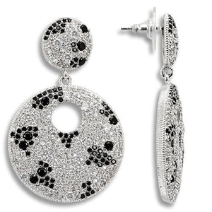 1W122 Imitation Rhodium Brass Earrings with AAA Grade CZ in Black Diamond - Joyeria Lady