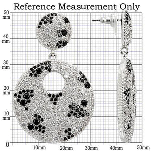 1W122 Imitation Rhodium Brass Earrings with AAA Grade CZ in Black Diamond