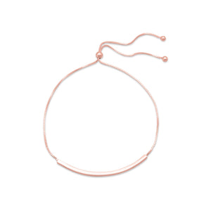 14 Karat Rose Gold Plated Bar Friendship Bolo Bracelet - Joyeria Lady