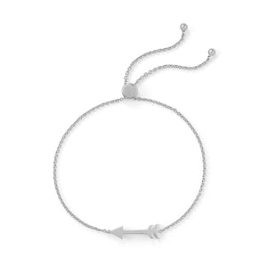 Rhodium Plated Arrow Friendship Bolo Bracelet - Joyeria Lady