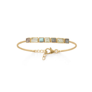 14 Karat Gold Plated Labradorite and Prasiolite Bracelet - Joyeria Lady