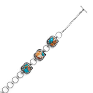 Spiny Oyster and Turquoise Toggle Bracelet - Joyeria Lady