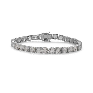 7.5" Rhodium Plated 6mm CZ Tennis Bracelet - Joyeria Lady