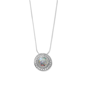 17" Round Ancient Roman Glass with Rope/Bead Edge Necklace - Joyeria Lady