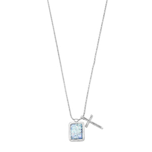 Roman Glass and Cross Charm Necklace - Joyeria Lady