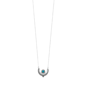 18" Oxidized Turquoise Crescent Necklace - Joyeria Lady