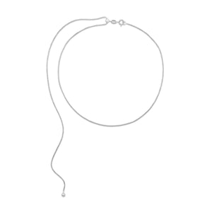 Rhodium Plated Adjustable Box Chain and Ball Necklace - Joyeria Lady