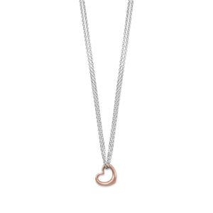 Two Tone Double Strand Open Heart Necklace
