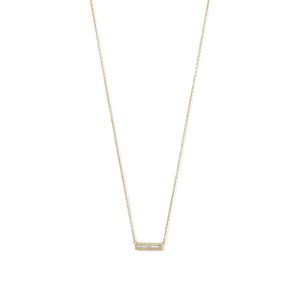 14 Karat Gold Plated Mini CZ Bar Necklace - Joyeria Lady