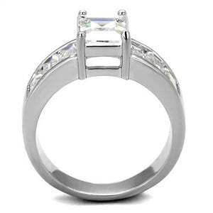 3W1086 Rhodium Brass Ring with AAA Grade CZ in Clear