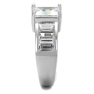 3W1086 Rhodium Brass Ring with AAA Grade CZ in Clear