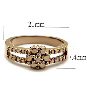 3W1192 IP Rose Gold(Ion Plating) Brass Ring with AAA Grade CZ in Metallic Light Gold
