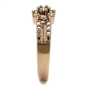 3W1192 IP Rose Gold(Ion Plating) Brass Ring with AAA Grade CZ in Metallic Light Gold