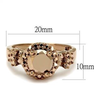 3W1193 IP Rose Gold(Ion Plating) Brass Ring with AAA Grade CZ in Metallic Light Gold