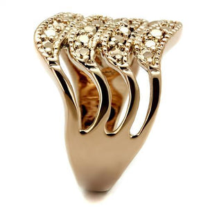 3W1196 IP Rose Gold(Ion Plating) Brass Ring with AAA Grade CZ in Metallic Light Gold