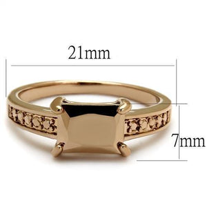 3W1197 IP Rose Gold(Ion Plating) Brass Ring with AAA Grade CZ in Metallic Light Gold
