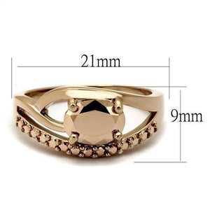 3W1198 IP Rose Gold(Ion Plating) Brass Ring with AAA Grade CZ in Metallic Light Gold