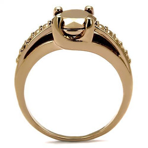 3W1199 IP Rose Gold(Ion Plating) Brass Ring with AAA Grade CZ in Metallic Light Gold
