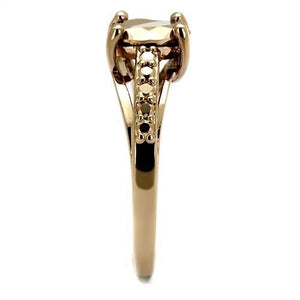 3W1199 IP Rose Gold(Ion Plating) Brass Ring with AAA Grade CZ in Metallic Light Gold