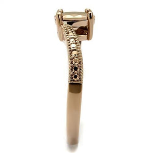 3W1201 IP Rose Gold(Ion Plating) Brass Ring with AAA Grade CZ in Metallic Light Gold